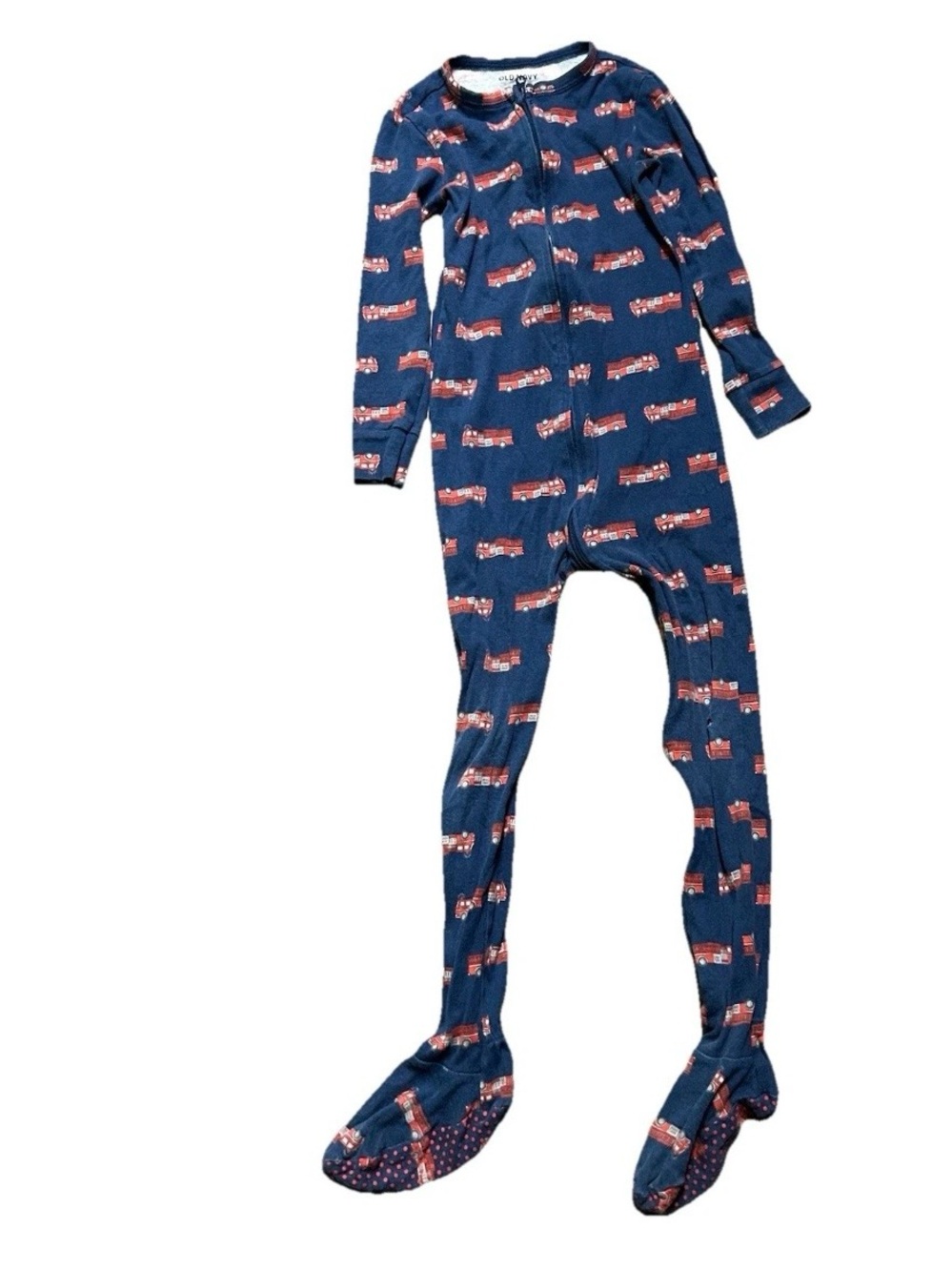 Toddler Boy Footie Pajamas Skeleton Whales Firetrucks Size 5T - Picture 4 of 5
